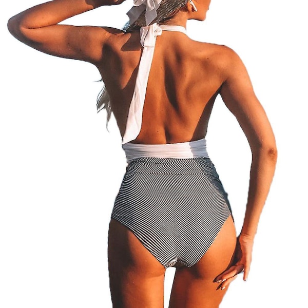 Simdräkt för kvinnor i ett stycke med grimma hals White XL