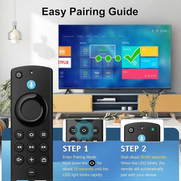Ersättningsfjärrkontroll för Firestick Passar för Fire Smart TV Stick Lite/4K/4K MAX/4K Plus/HD, Smart TV 3:e generationen/TV Cube (1:a/2:a/3:e generationen)/TVs Stick (2:a/3:e)