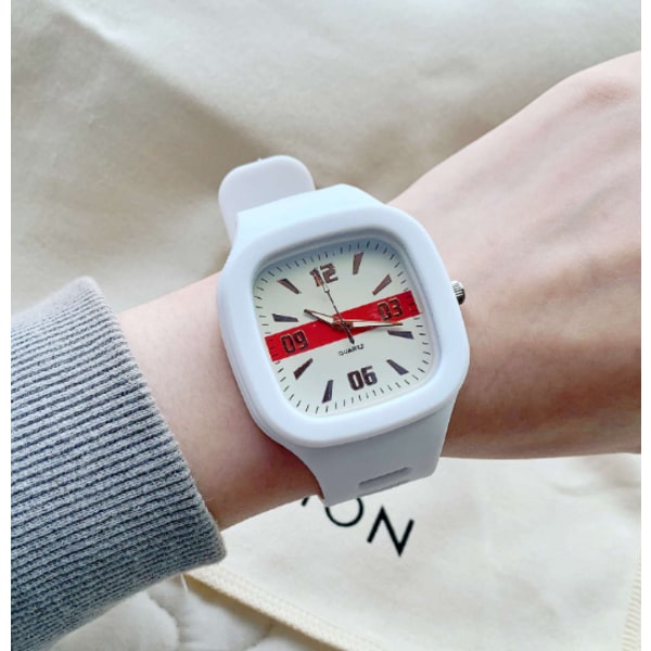 Jelly Fashion Simple Square Watch Vanntett Fashion Quartz Watch (Hvit),