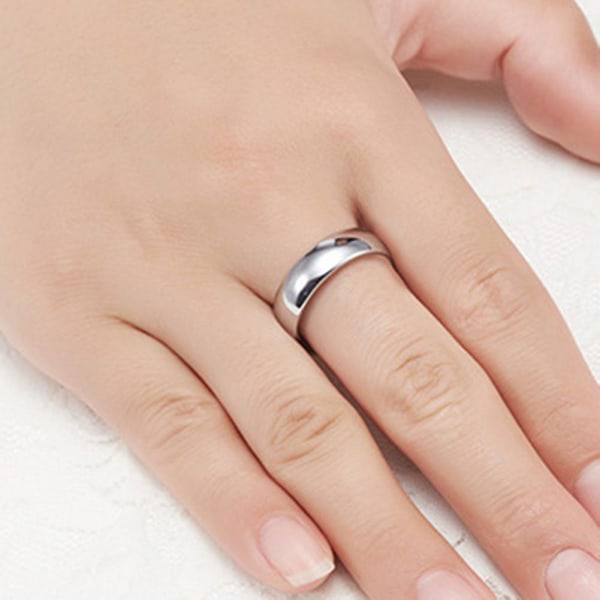 Unisex enkel hög polsk vanlig kupol fingerring par förlovningssmycken present Silver US 8