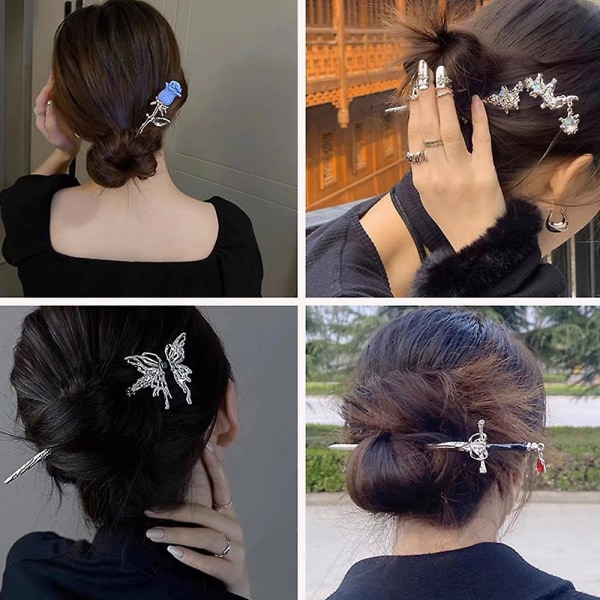 Metal Rose Hairpin Naisten Päähine Päivittäiset Minimalistiset Coiffure-hiustarvikkeet 7
