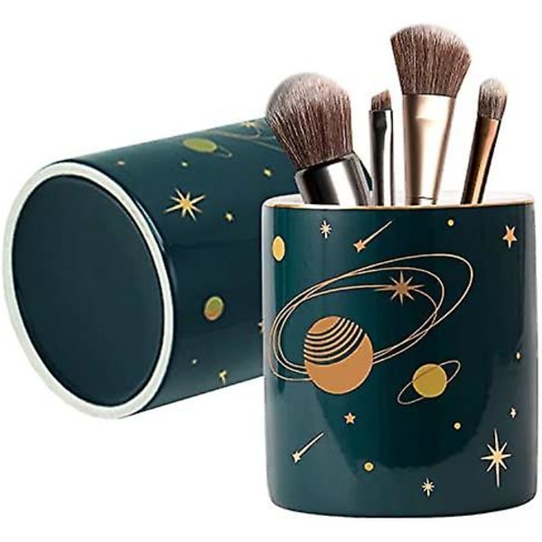 2-pak keramisk rund penneholderstativ,stjerne Universe Mønster Makeup Børsteholder Til piger Kvinder,skrivebordstilbehør Blyantkop,holdbar Desktop Organizer