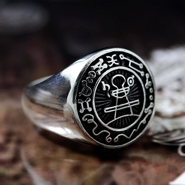 Secret Seal Of Solomon Ring King Solomons Seal Rustfritt stål Ringer Magiske amulett smykker