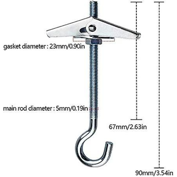 Bolt Wings Krog, Swag Loftkroge, 15 M5/90mm Loftskrog Loftmontering Krog Toggle Springs Vingebolte Loftskroge Til Loftsplanter Væg Hjem
