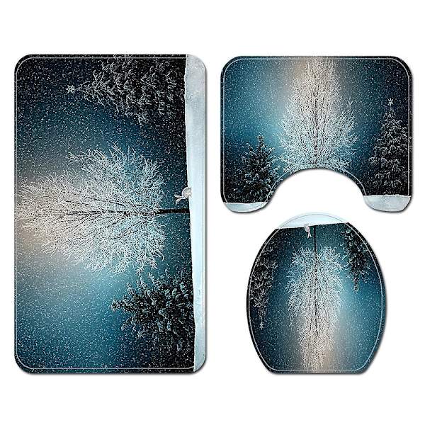 4 delar Animal Print Toalett Golvmatta Badrum Anti-Slip Set