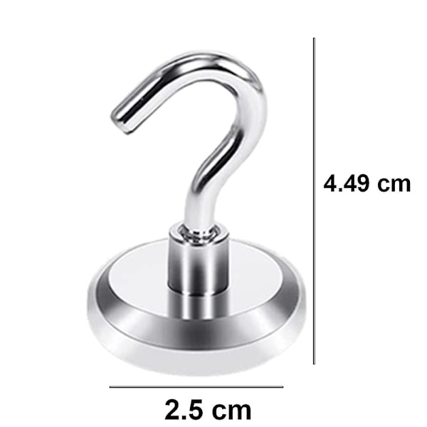 Piao 8 stk magnetkroker Kraftig, sterk magnet med krok for kjøleskap, super neodym for oppheng, magnetisk oppheng for verktøykasse, cruise, grill, frakk Silver Maximum pulling force 25KG