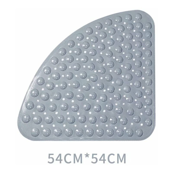 Grå vifteformet 54cm*54cm brusebad badeværelse gulvmåtte toiletbad husholdnings silikone trædepude,