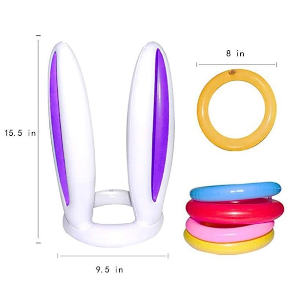 1 Styck Påsk Uppblåsbara Kaninöron Kastringar Påskfestspel Inomhus Utomhus Blå Kaninöron + 4 Ringar Blue