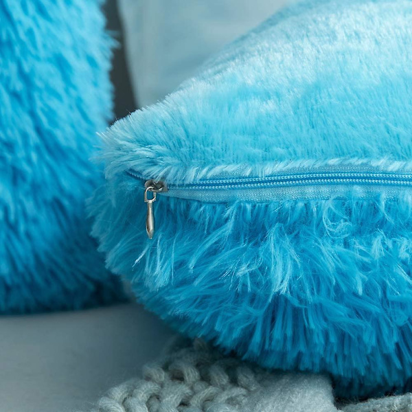 2kpl pitkähiuksinen tyynyliina vaaleansininen