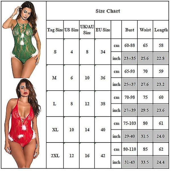 jul Sexig Spets Body Kvinnor Underkläder Underkläder Red XL
