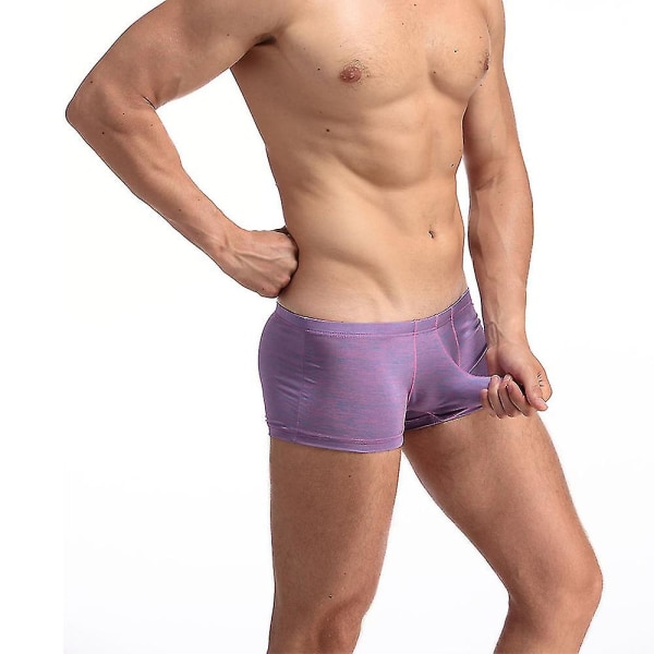 Män Low Rise bomull Boxer Trunks Underkläder Trosor Blue Purple M