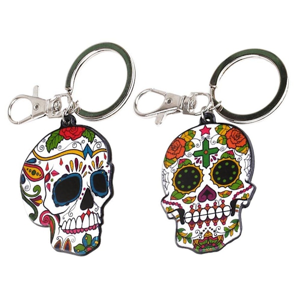 2 stk Fashion Akryl Skull Nøglering Kreativ Nøglering Halloween Skull Nøglering