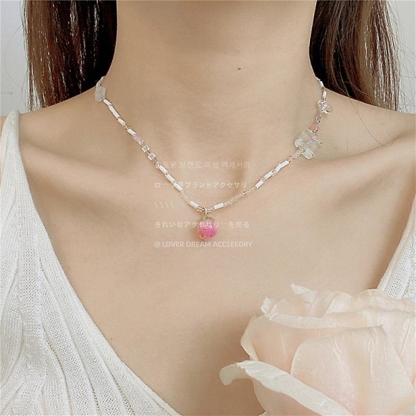 Halskjede Pearl Flower Stud motesmykker Ac1210