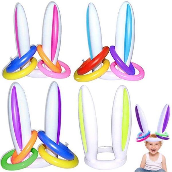 1 Styck Påsk Uppblåsbara Kaninöron Kastringar Påskfestspel Inomhus Utomhus Lila Kanin + 4 Ringar Purple