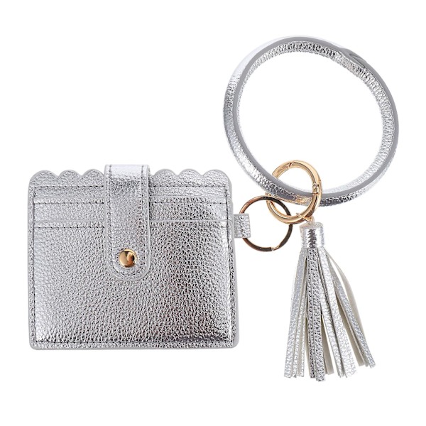 Kvinner Pu skinn lommebok veske Clutch dusk håndveske med håndledd armbånd