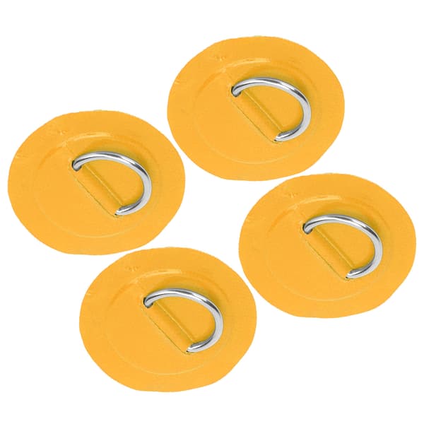 4 st PVC Patch Elastiskt Rep Set med Rostfritt Stål D Ring Pad Gul