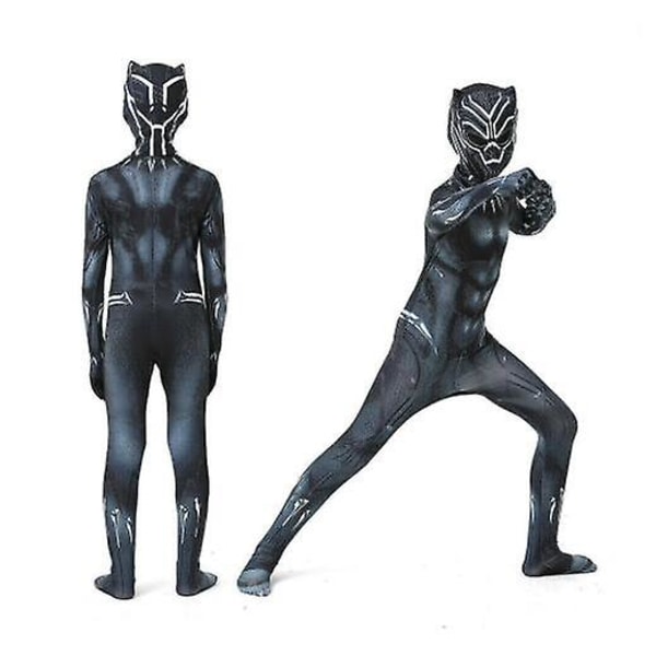Børn dreng sort panter kostume superhelte cosplay festkjole 125-135cm