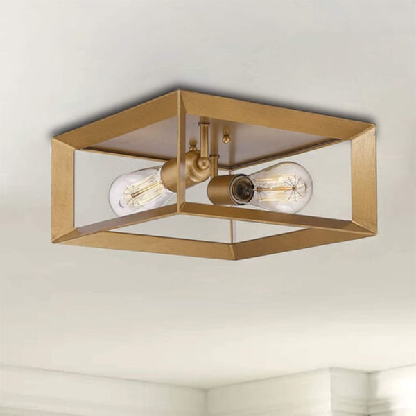 Innfelt taklampe, antikk retro taklampe for gang, inngang, soverom (uten pære, gull)