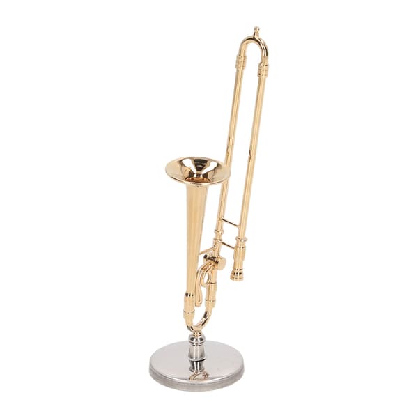 Dukkehus Trombone Model Simulation Messing Forgyldt Miniature Dukkehus Instrument Model til Dukkehus Tilbehør