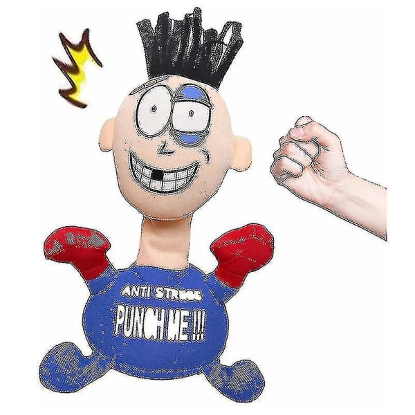 Punch Me Mjukfylld Anti Stress Elektriska plyschleksaker Docka Elektriska julklappar-1 A blue