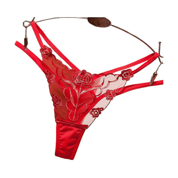 Sexig G-String Dam Broderi Strings Underkläder Trosor Red