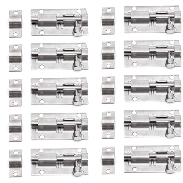 10 stk 2"X1" rustfritt stål automatisk portlås maskinvare for skurdører og vinduer (med skruer)