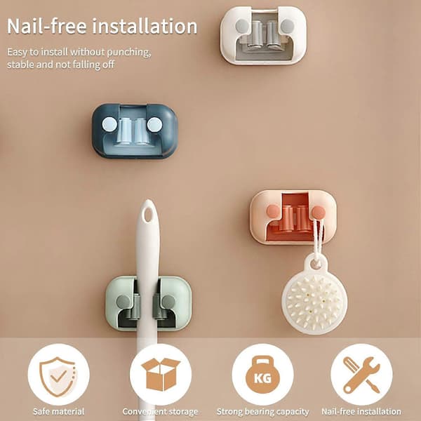 Broom and Mop Holder, Wall Mounted Equipment Rack, Garden Tool Holder, Multifunctional Mop Hook, Blue 1 pc
