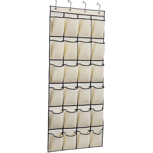 24 gitter beige fuld non-woven hjemmelomme opbevaringstaske sko hængende taske