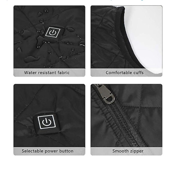 Naisten lämmitetty liivi, USB sähköinen lämmitysliivi takki black L