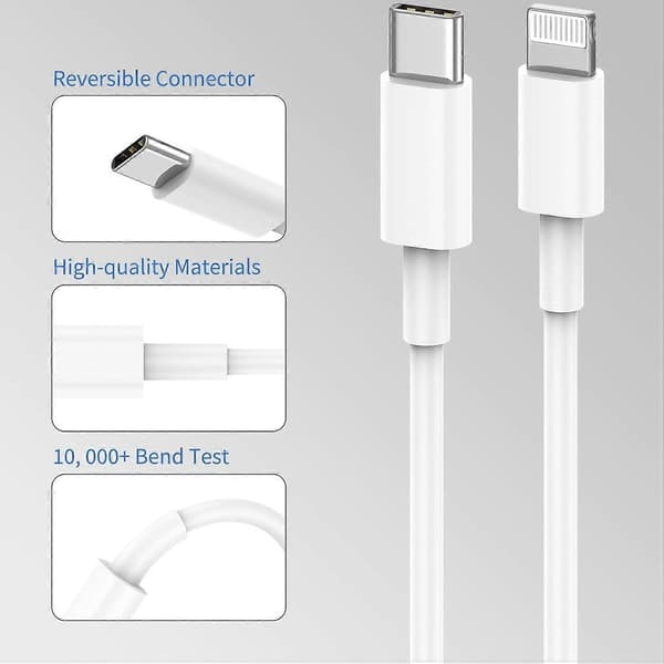 USB C Lightning-kabel 2M 2-pack, 6,6 fot USB C till Lightning snabbladdningskabel Typ C Lightn