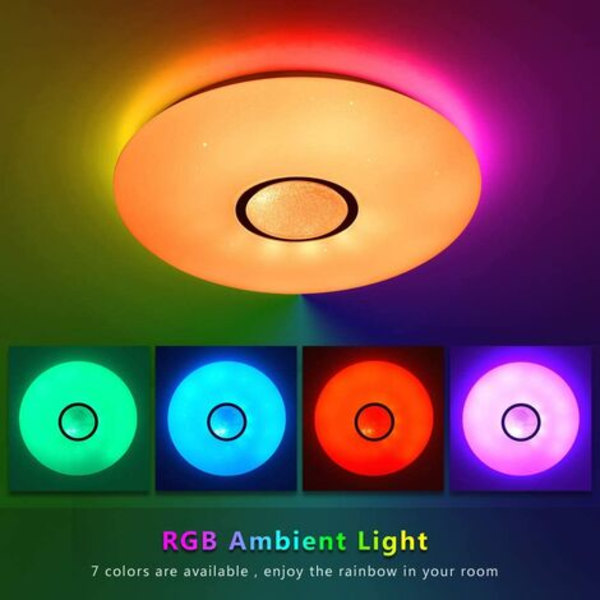 LED-kattovalaisin Bluetooth kaiuttimella ja kaukosäätimellä 36W, himmennettävä, 2800-6500K, IP44 vedenpitävä (ilman sovelluksen jatkoa