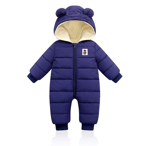 Baby med huva i bomull 73cm Navy blue