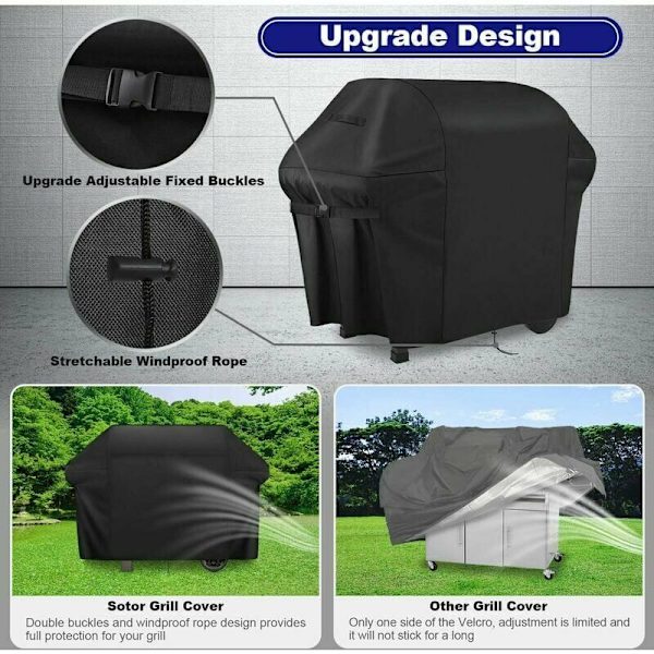 BBQ- cover, BBQ-peite, 600D vedenpitävä kaksikerroksinen säädettävä kaksipuolinen kiinteä solki, Weber BBQ-grillin cover, vedenpitävä BBQ- cover (152 cm)