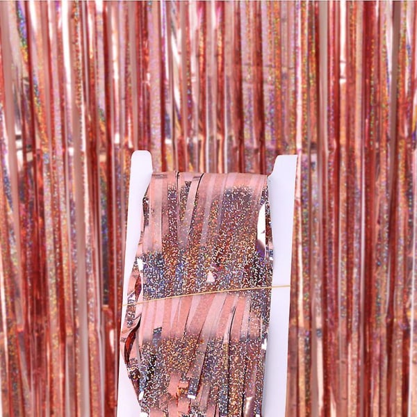 2 kpl 1mx1m lasersadeverho Syntymäpäiväkoristelu Hääjuhla tausta RoseGold 1m*3m