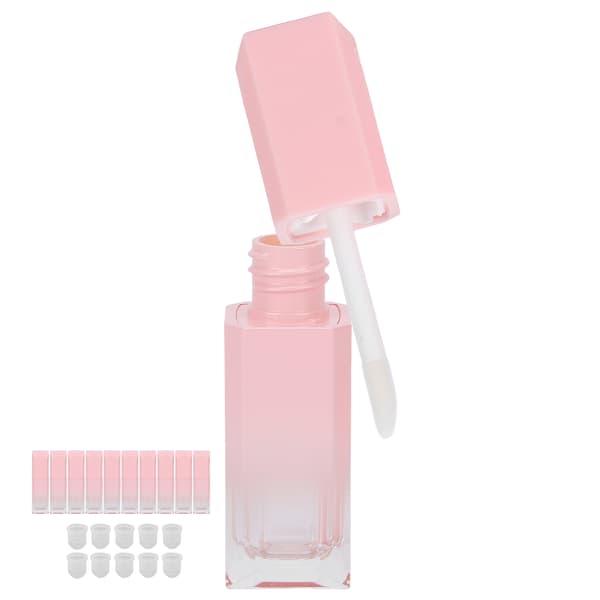 10 stk 6 ml tomme påfyllbare lipgloss-tuber rosa gradient DIY leppestiftbeholdere