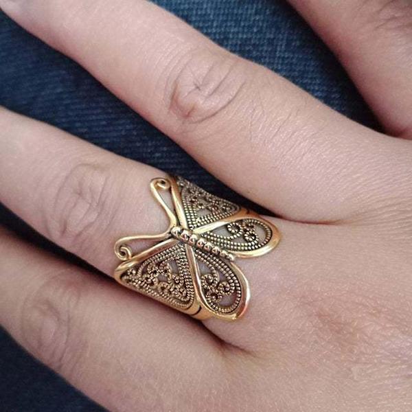 Dam Ring Butterfly Justerbar Smycken Gravering Mode Utseende Finger Ring For Dating Golden