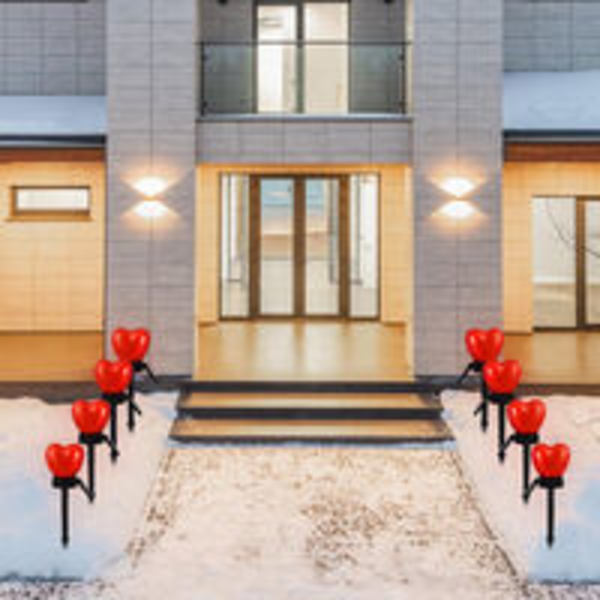 Solenergi LED hage stake lys utendørs, varmt hvitt hjerteformet lys, vanntett landskapslampe, automatisk på/av, dekorativ lampe for bryllupsfest Valent