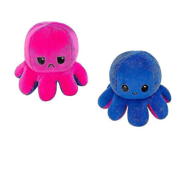 Flip Octopus, Dobbeltsidet Flip Doll Rose Red-Dark Blue 50*50*50CM