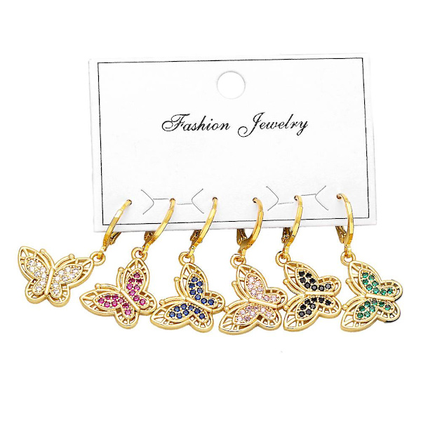 Øreringe Vintage Zircon Butterfly Fashion smykker Ac8471