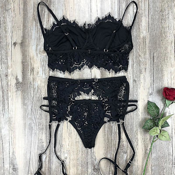 Kvinnor Sexiga Spets Underkläder Set Babydoll Underkläder BH Thong