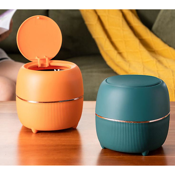 Skrivebordssøppelbøtte (med indre bøtte) (16cm*16cm*15cm) Orange