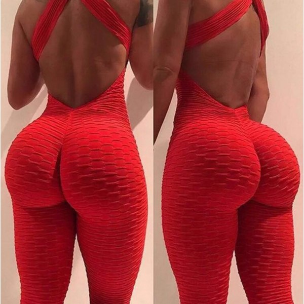 Kvinder Yoga Jumpsuits Workout Langærmede Sports Jumpsuits M