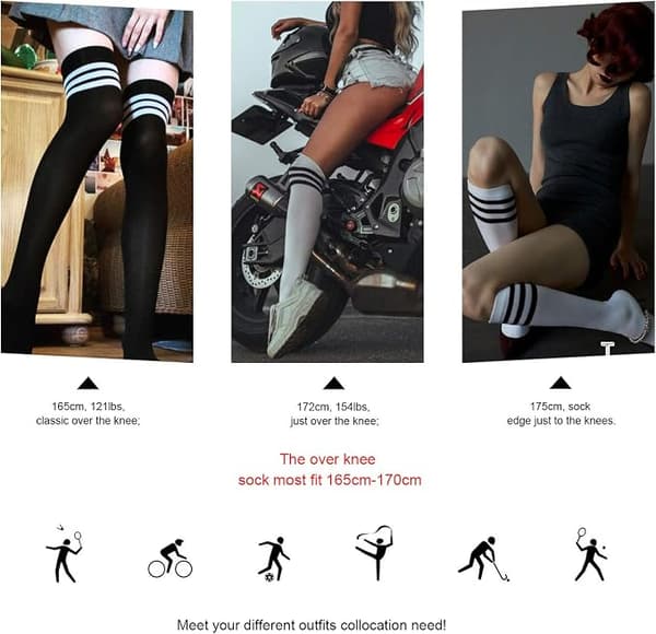6 par lange strømper lårhøye strømper tights over knestrømper uformelle høye strømper for jenter og kvinner