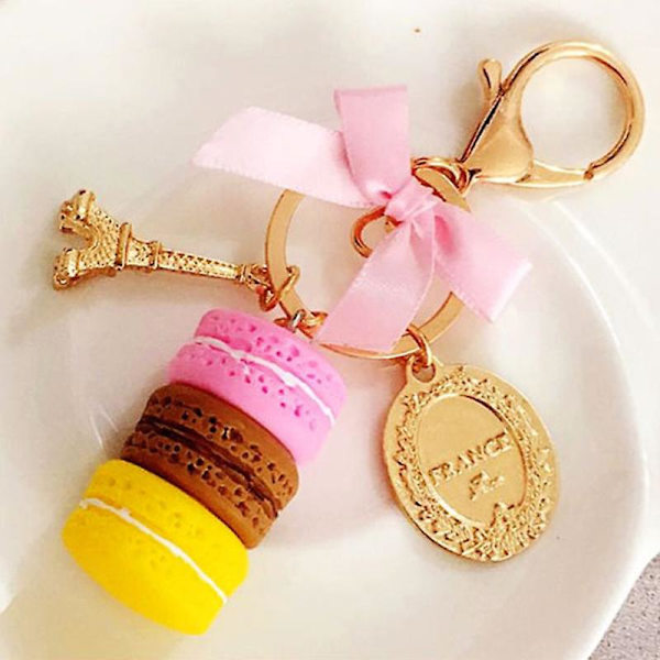 1 stk Macaron vedhæng Creative Candy Color Dessert Nøglering Til Pung Pige Taske Gave