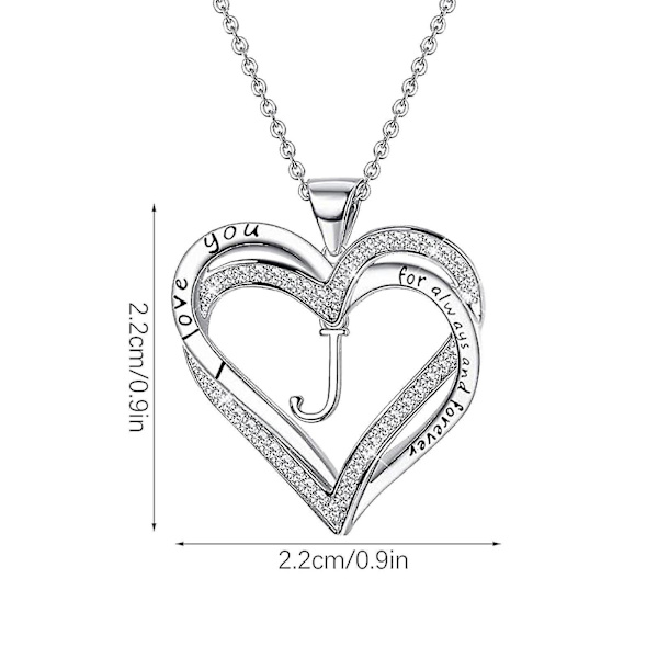 Naisten Double Heart Diamond kaulakoru 26 Englanti kirjaimia pari kaulakoru
