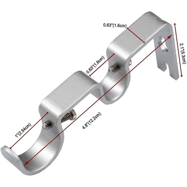Heavy Duty Gardinstångsfäste Dubbelstångsfäste 1&quot; & 5/8&quot; Stång, ej justerbar, set om 3.