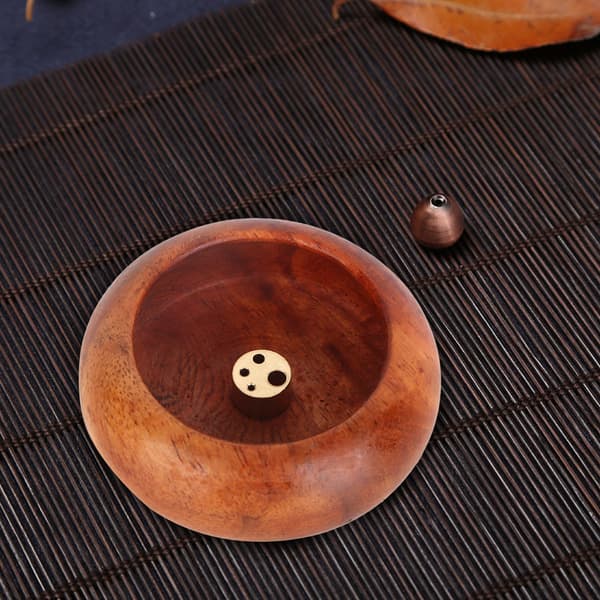 Mini rund røgelsesholder - skålform (rosetræ)