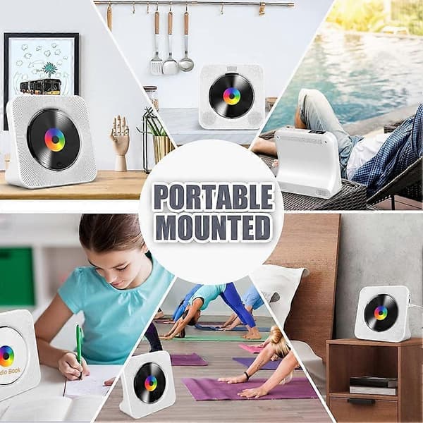 CD-afspiller Bærbar Bluetooth Desktop CD-afspiller til hjemmet med timer Indbyggede HiFi-højttalere med LCD-skærmradio Vit