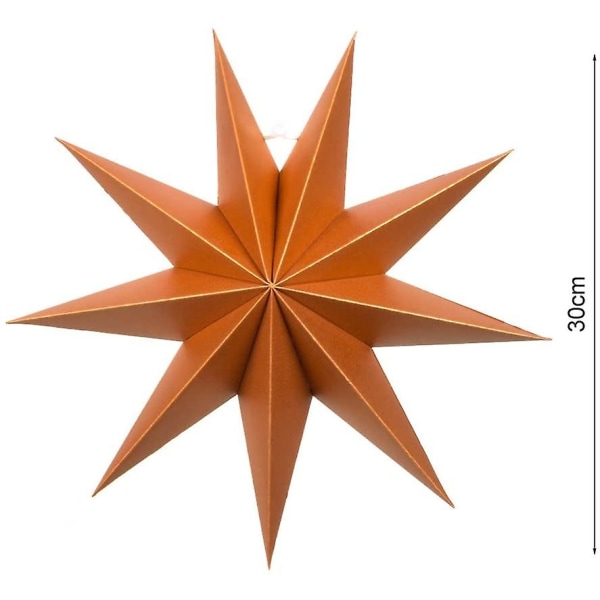 30 cm papirstjerneoransje sett med 3 brettet stjernedekorasjoner