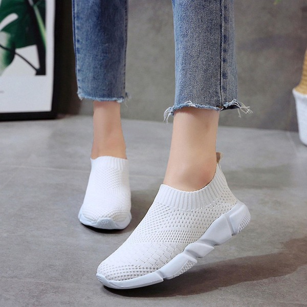 Kvinder Mesh Pumps åndbare sportssko flade sko White 39